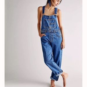 Free People Ziggy Overalls Saphire Blue